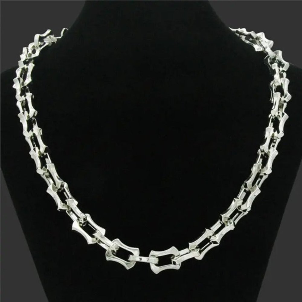 18K White Gold Mens Large Chain Link Style Necklace Guys Big 20" New Jewelry